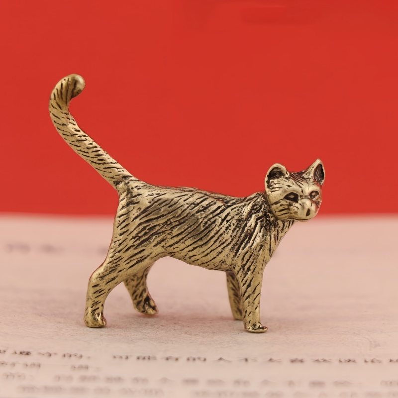 Vintage Collectible Ornaments - Vintage Brass Mini Long Tail Cat