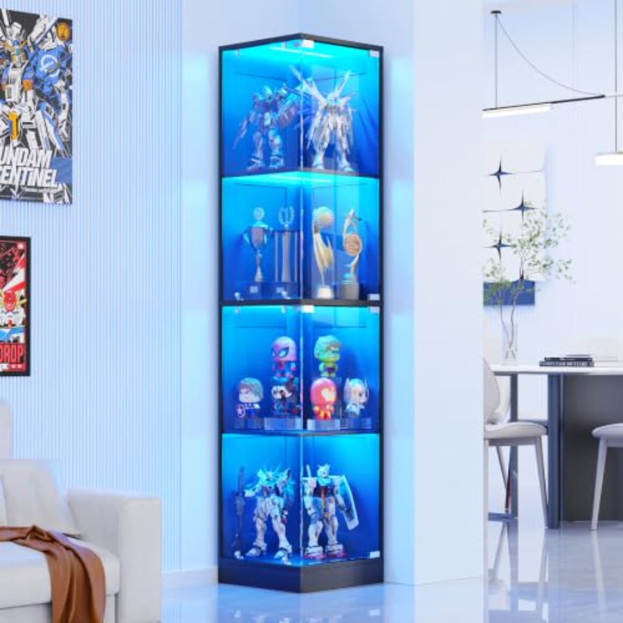 Corner display cabinet with gl - Collectible & Vintage Dolls For Christmas 评论和价格