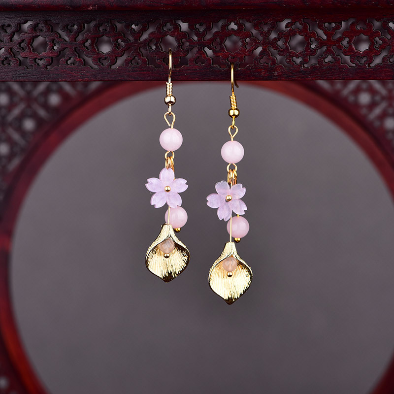 Pink Natural Jade Flower Earri - Vintage Item 评论和价格