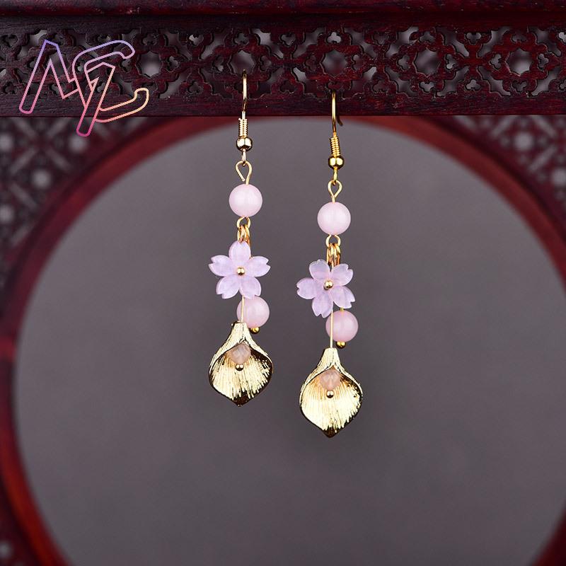 Pink Natural Jade Flower Earri - Vintage Item 评论和价格