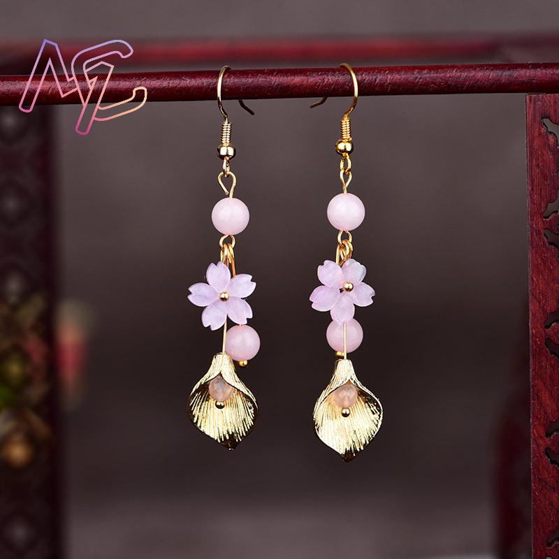 Pink Natural Jade Flower Earri - Vintage Item 评论和价格