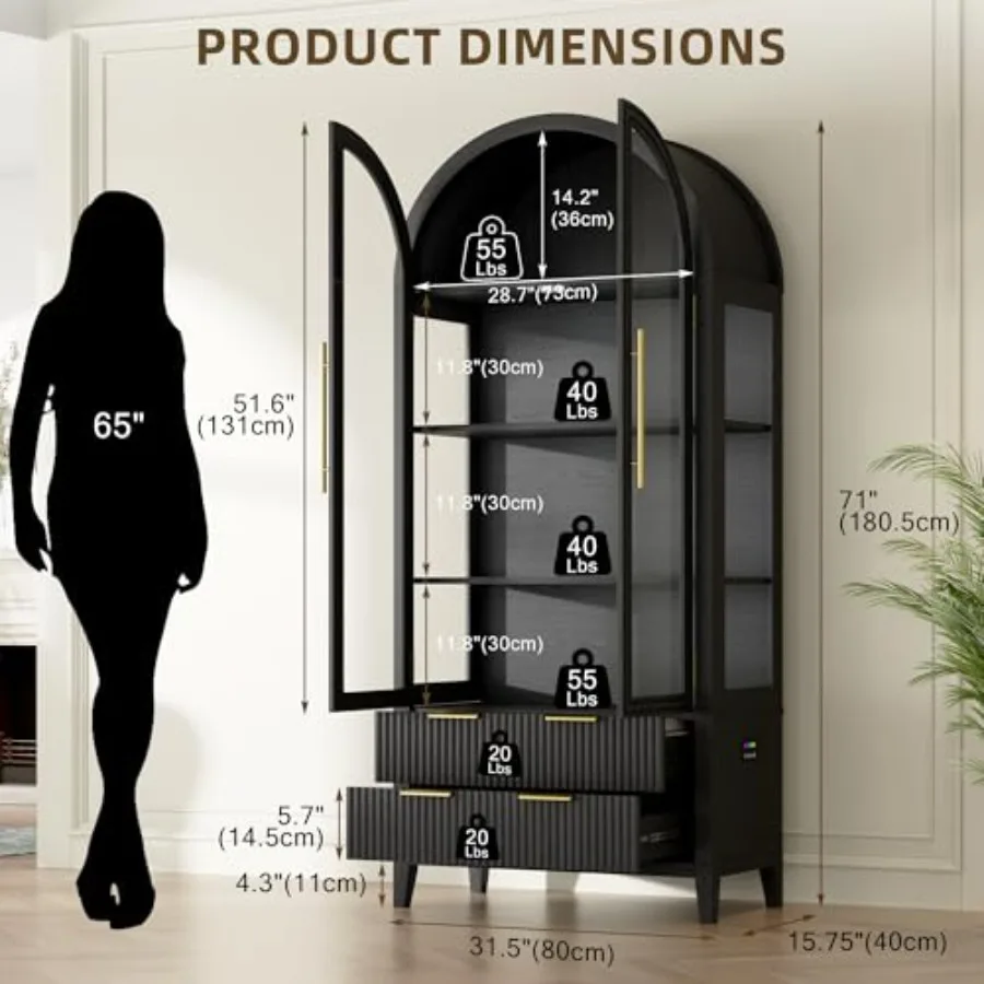 Arched curio cabinet with glas - Collectible & Vintage Dolls For Christmas 评论和价格