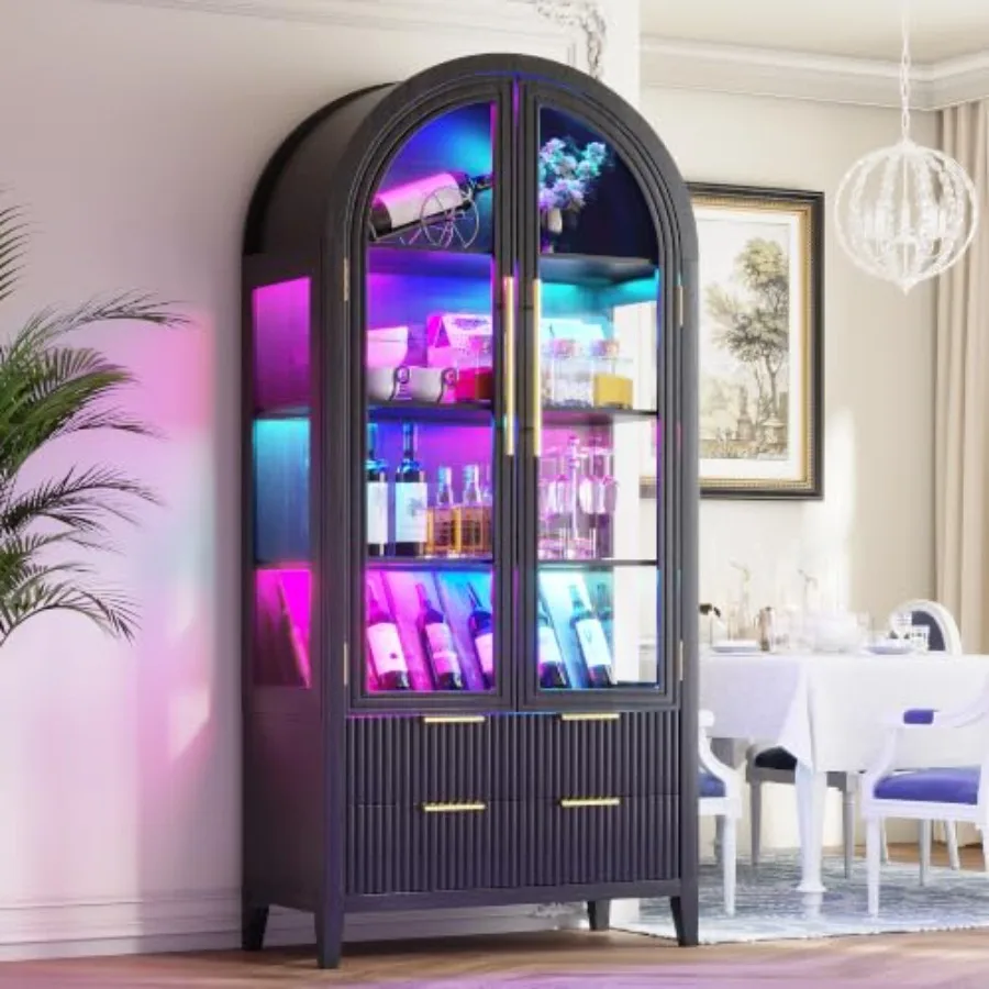 Arched curio cabinet with glas - Collectible & Vintage Dolls For Christmas 评论和价格