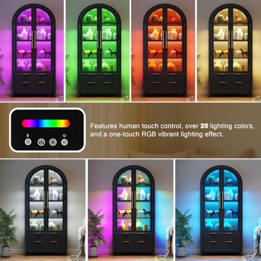 Arched curio cabinet with glas - Collectible & Vintage Dolls For Christmas 评论和价格